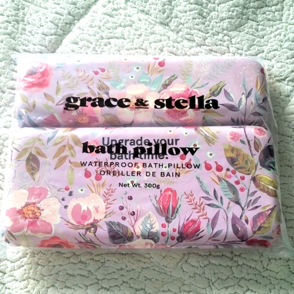 NEW Grace & Stella Floral Waterproof Bath Pillow with 7 Suction Cups 300 g - Picture 2 of 9